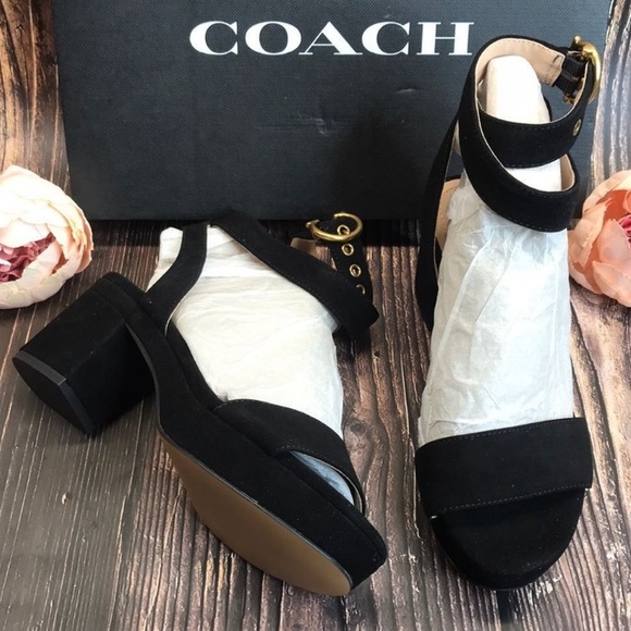 COACH black suede platform sandals 5 🆕 - Picture 7 of 8